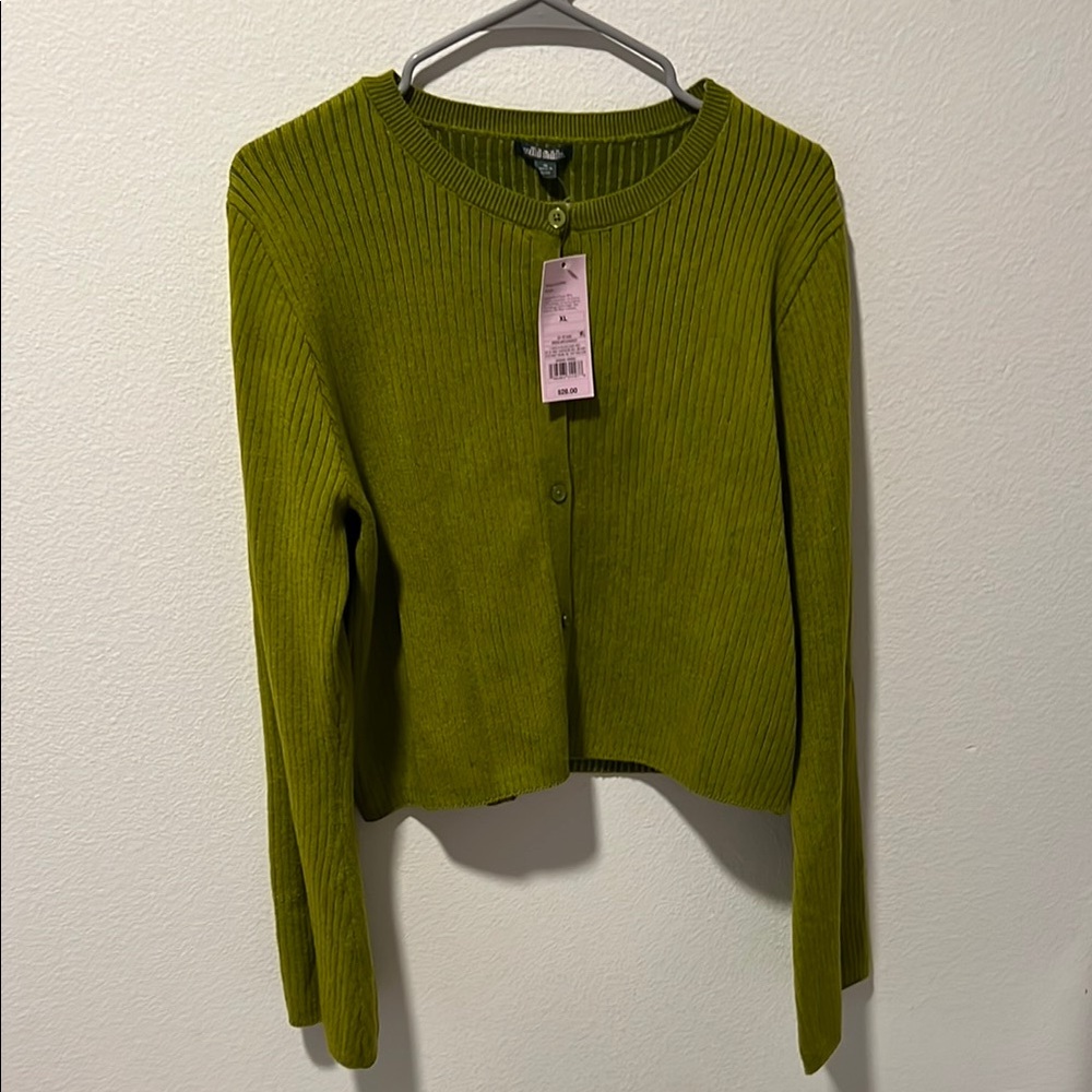 Wild Fable Green Ribbed Cardigan, New with Tags